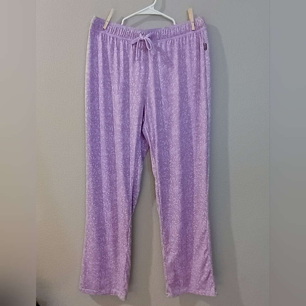 Eddie Bauer Women's Purple Lavender Floral Flower Pajama Pants Drawstring L